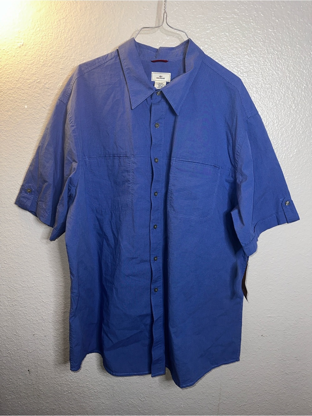 NWT Dockers Short-Sleeve Button-Down Shirt in Blue